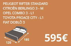 595€ PEUGEOT RIFTER STANDARD CITROËN BERLINGO 3 - M  OPEL COMBO 3 - L1 TOYOTA PROACE CITY - L1 FIAT DOBLÒ 3 185 120